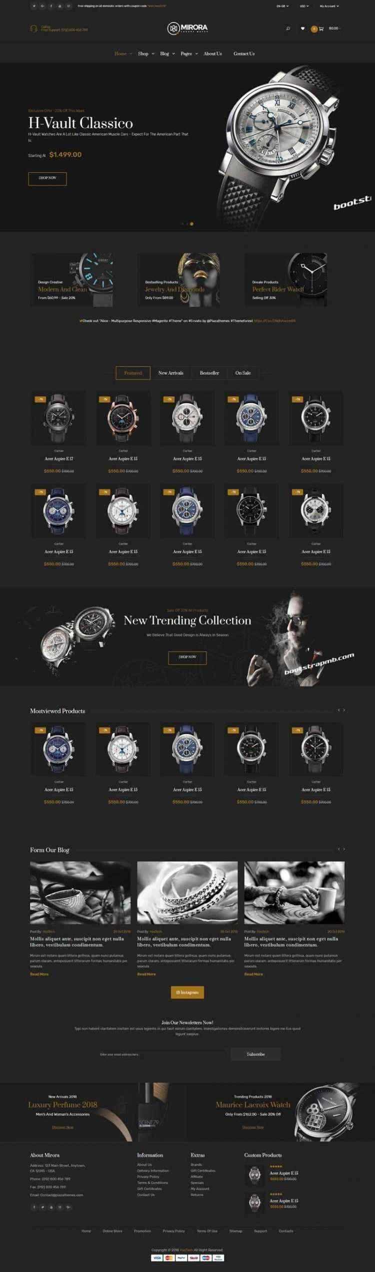 Bootstrap黑色响应式奢侈品手表商城网站CityMate项目资源网项目资源网