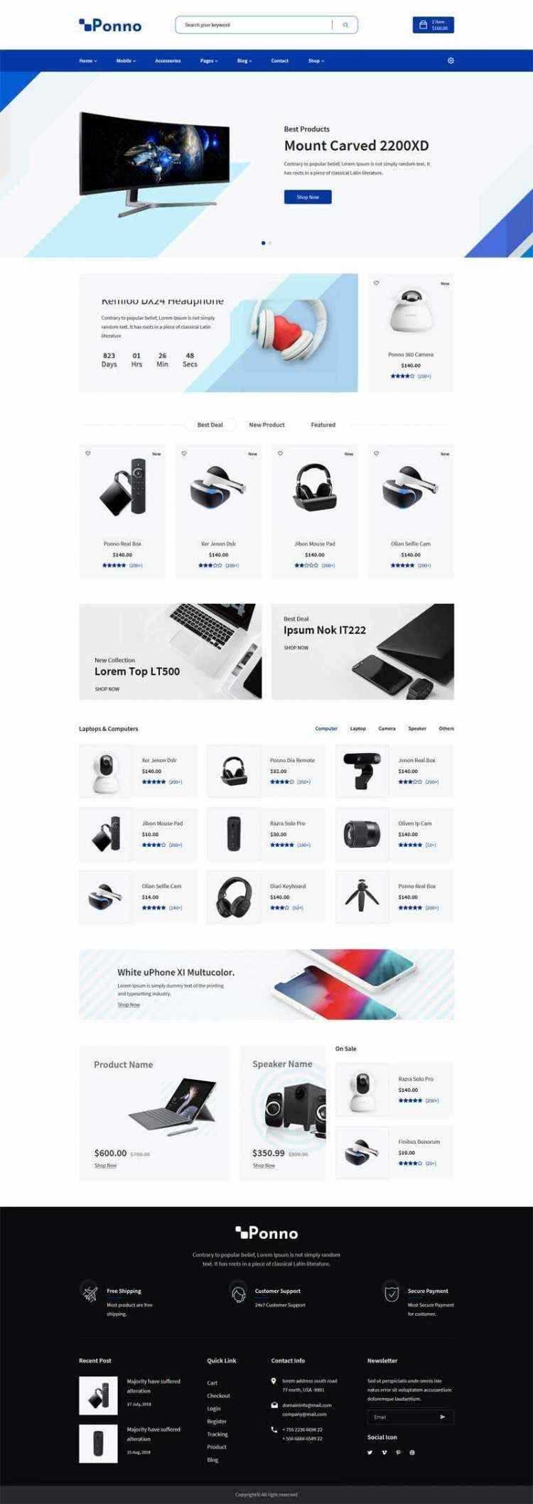 蓝色Bootstrap响应式数码电子产品销售商城CityMate项目资源网项目资源网