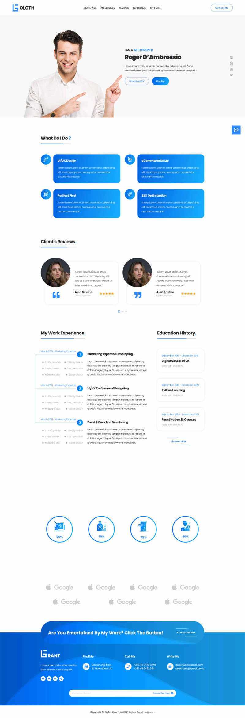 bootstrap多功能响应式个人简历单页html模板CityMate项目资源网项目资源网