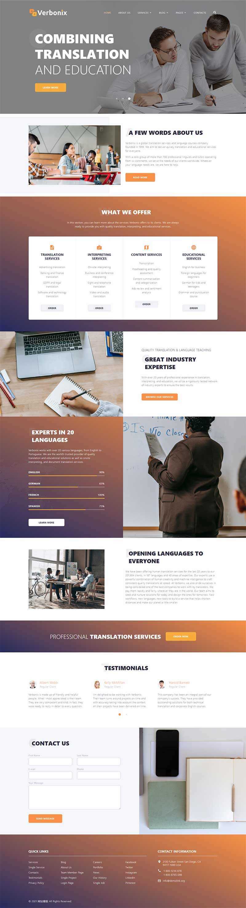 bootstrap4翻译机构服务公司网站html模板CityMate项目资源网项目资源网
