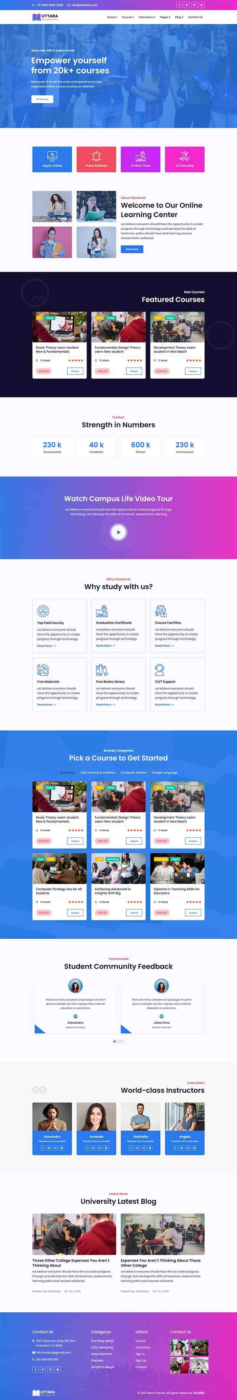 bootstrap响应式大学在线课程网站HTML模板CityMate项目资源网项目资源网