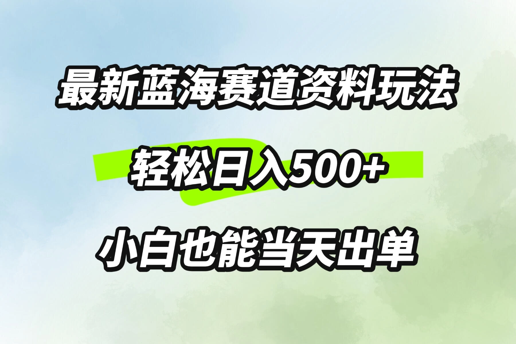 最新蓝海赛道资料玩法，轻松日入500+，小白也能当天出单CityMate项目资源网项目资源网