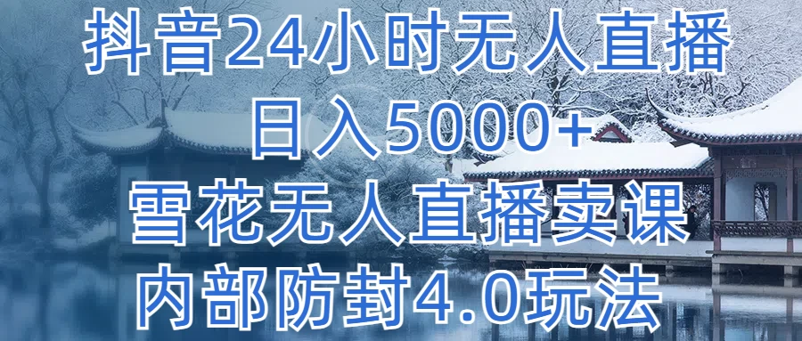 抖音24小时无人直播，日入5000+，雪花无人直播卖课，内部防封4.0玩法CityMate项目资源网项目资源网