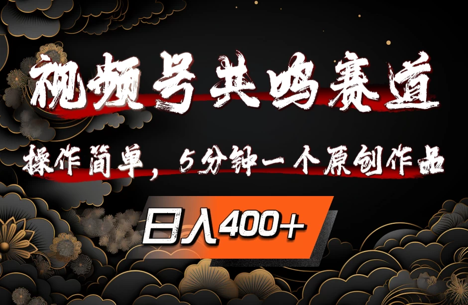 视频号共鸣赛道，操作简单，5分钟1个原创作品，日入400+CityMate项目资源网项目资源网