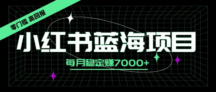 小红书蓝海项目，零门槛、高回报，每月稳定赚7000+CityMate项目资源网项目资源网