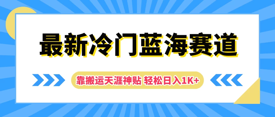 最新冷门蓝海赛道，靠搬运天涯神贴轻松日入1K+ - 项目资源网
