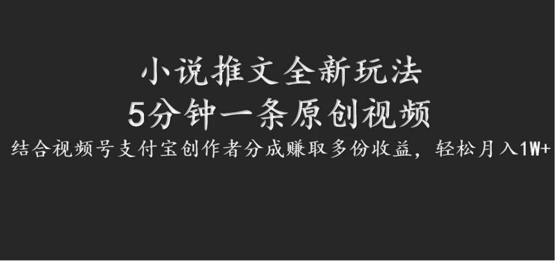 小说推文全新玩法，5分钟一条原创视频，结合视频号支付宝创作者分成赚取多份收益，轻松月入1W+CityMate项目资源网项目资源网