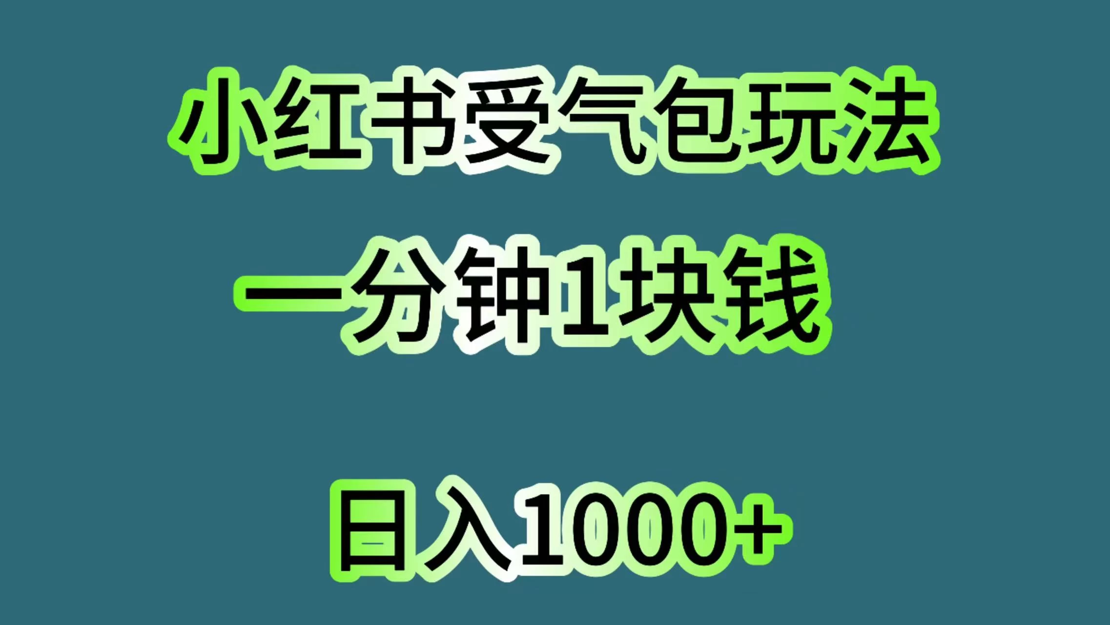 小红书受气包玩法，一分钟一块钱，日入1000+CityMate项目资源网项目资源网