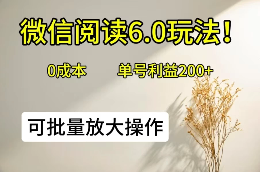 微信阅读6.0玩法！0撸，单号利益200+，可批量放大操作CityMate项目资源网项目资源网