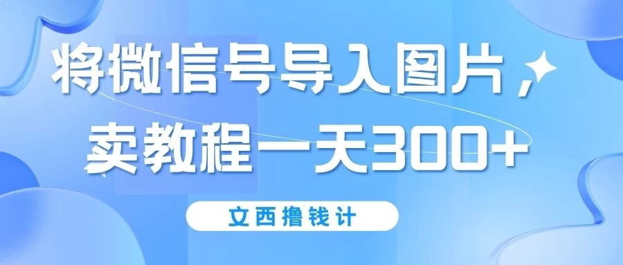 将微信号导入图片，卖教程一天300+（无脑操作！有手就会！）CityMate项目资源网项目资源网