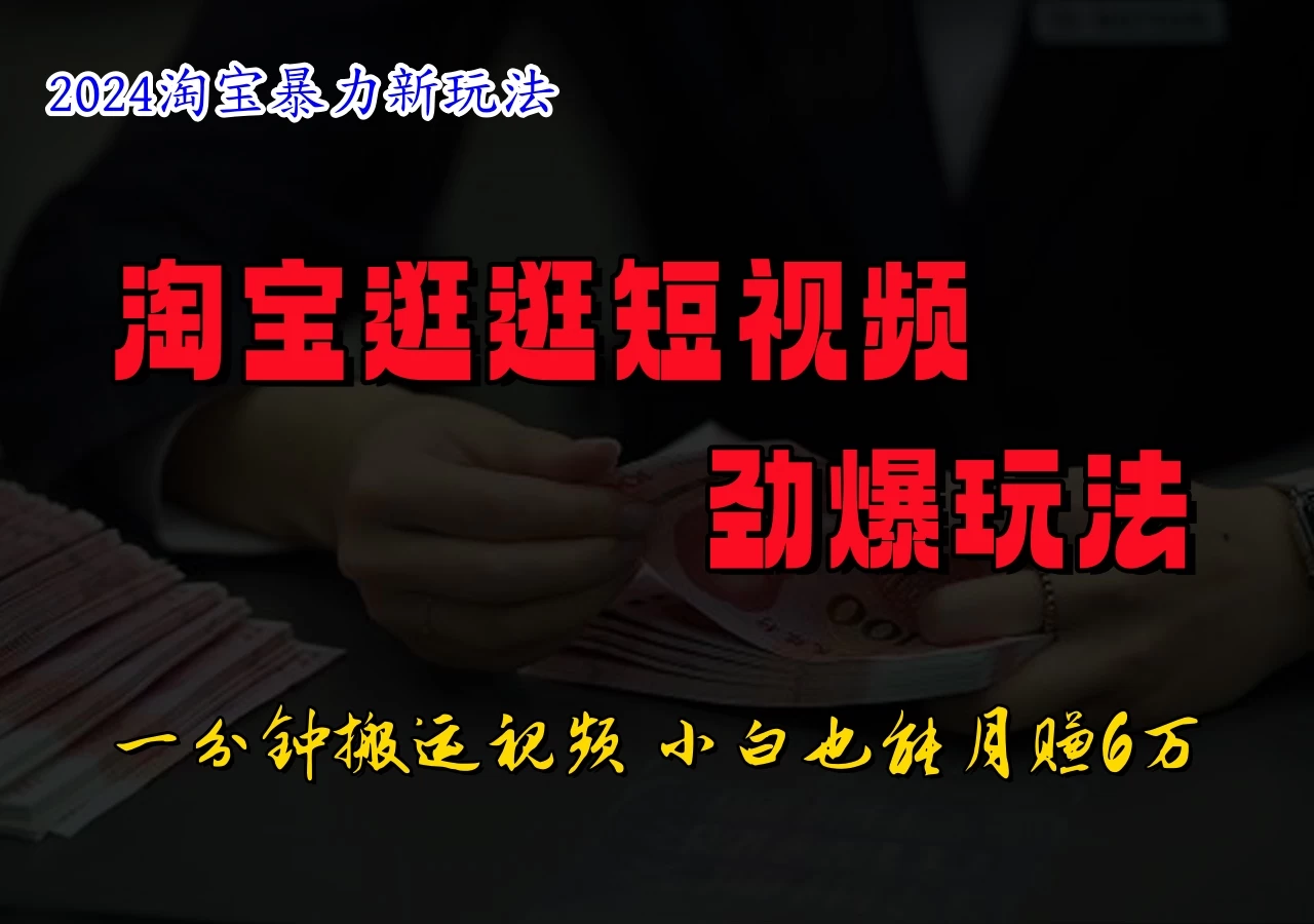 蓝海项目，淘宝逛逛视频分成计划，日入500+，只需一分钟搬运视频CityMate项目资源网项目资源网