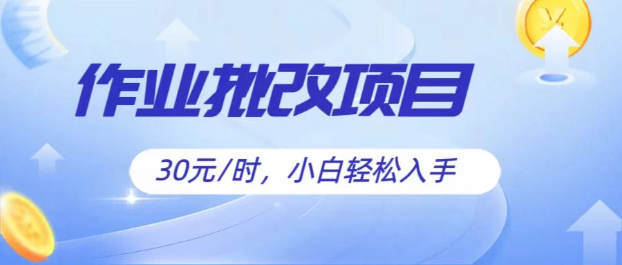 作业批改项目30元/时，小白轻松入手，非常的简单CityMate项目资源网项目资源网