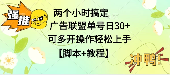 广告联盟掘金，每天2小时稳定收益单号30+可多开，轻松上手，全套详细【脚本+教程】CityMate项目资源网项目资源网
