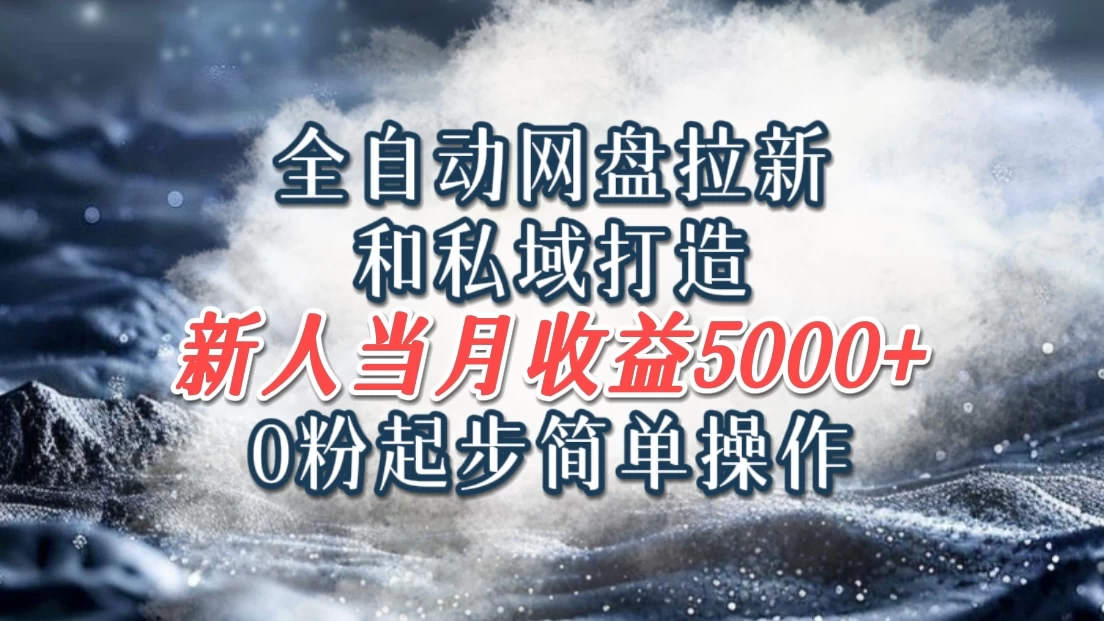 全自动网盘拉新和私域打造，0粉起步简单操作，新人入门当月收益5000以上CityMate项目资源网项目资源网