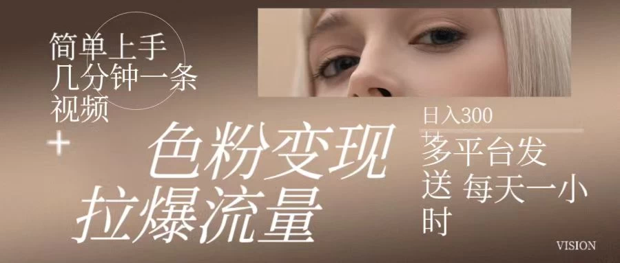色粉变现,拉爆流量,简单上手几分钟一条视频,多平台发送每天一小时,日入300+CityMate项目资源网项目资源网