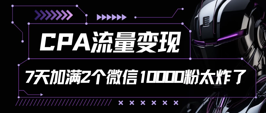 CPA流量变现，7天加满两个微信10000粉，轻轻松松加爆微信CityMate项目资源网项目资源网