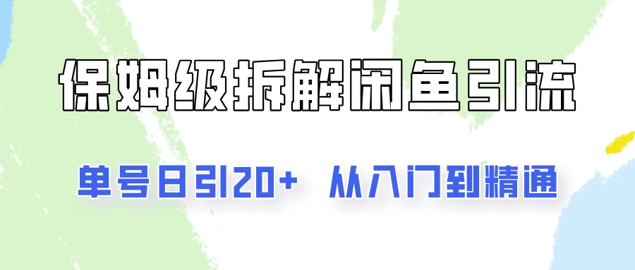 单号日引20+，像素级拆解闲鱼引流创业粉，从入门到精通全流程CityMate项目资源网项目资源网