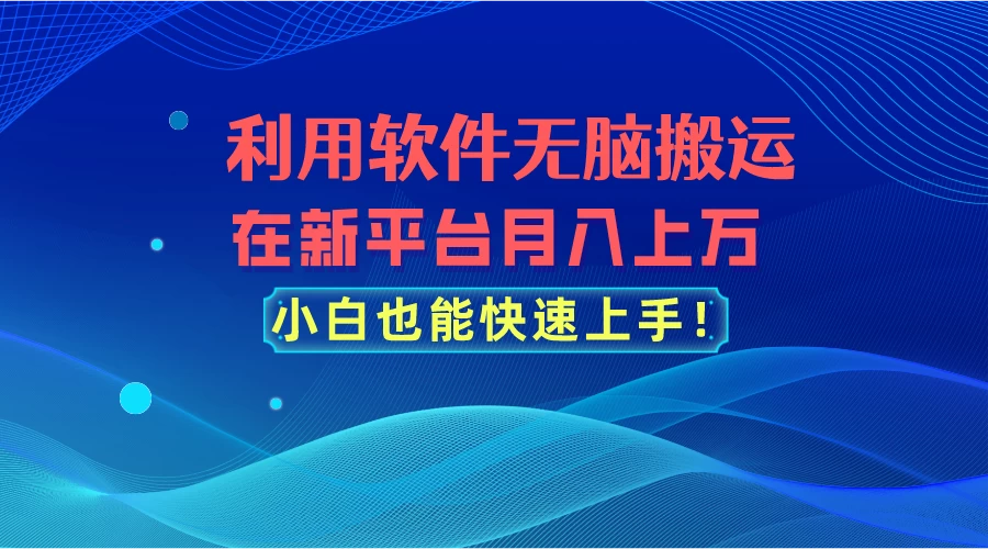 利用软件无脑搬运，在新平台月入上万，小白也能快速上手CityMate项目资源网项目资源网