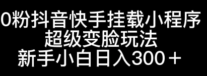 0粉抖音快手挂载小程序，超级变脸玩法，新手小白日入300+CityMate项目资源网项目资源网