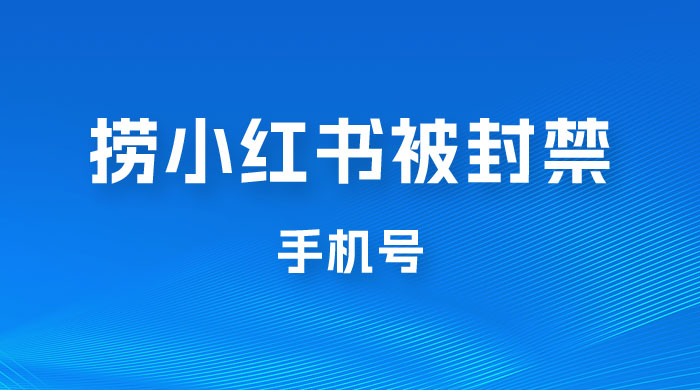 捞小红书被封禁手机号，小红书被封号禁言账号手机换绑CityMate项目资源网项目资源网