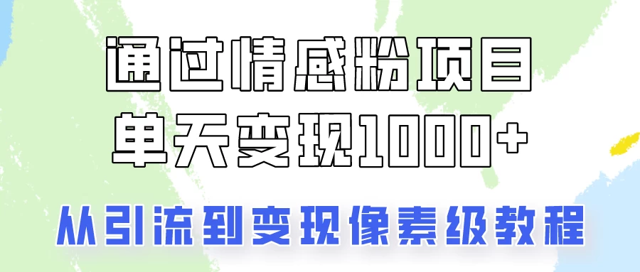 我是怎么通过情感粉项目单天变现1000+的，从引流到变现像素级教程CityMate项目资源网项目资源网
