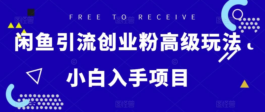 闲鱼引流创业粉高级玩法，单日引流200+，稳定收益2000+，小白入手项目CityMate项目资源网项目资源网