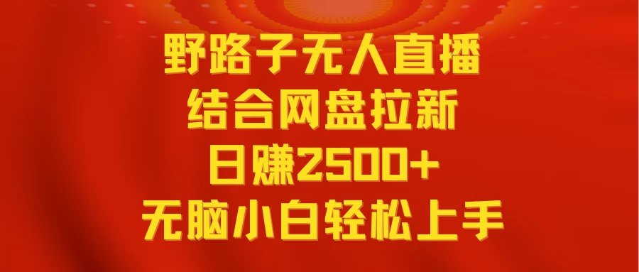 无人直播野路子结合网盘拉新，日赚2500+多平台变现，小白无脑轻松上手操作CityMate项目资源网项目资源网