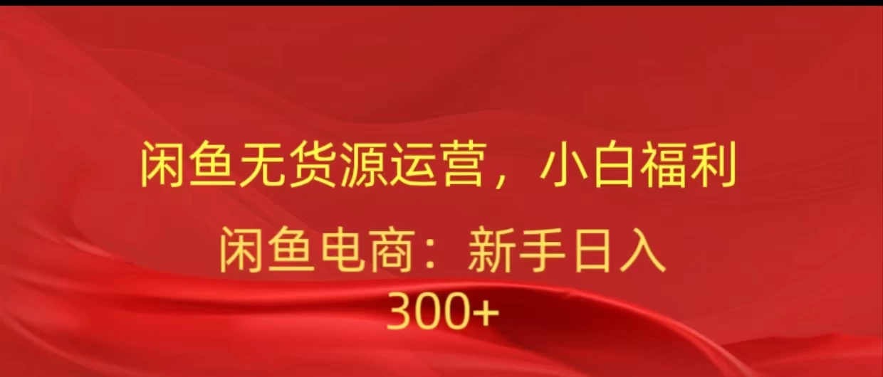 闲鱼无货源运营，小白福利，日入300+，轻松月入过万！CityMate项目资源网项目资源网