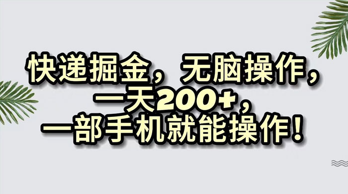 快递掘金，无脑搬运，一天 200+，一部手机就能操作CityMate项目资源网项目资源网