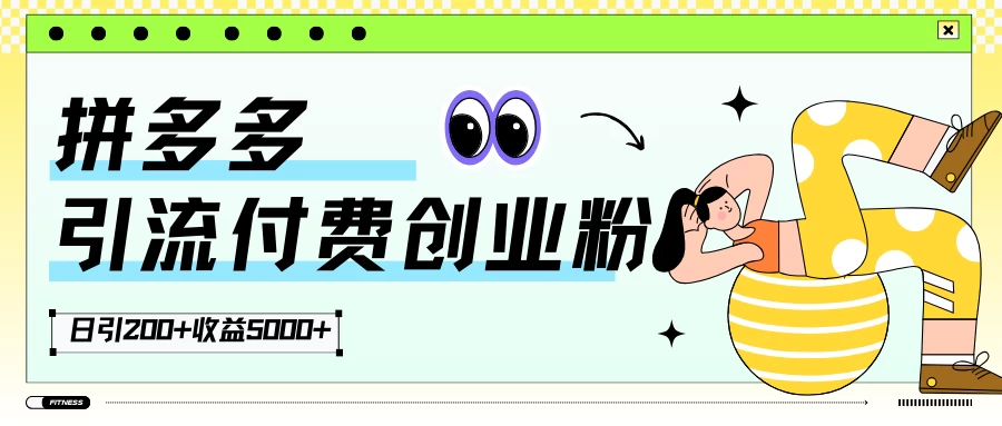 拼多多引流付费创业粉，日引200+，收益5000+CityMate项目资源网项目资源网