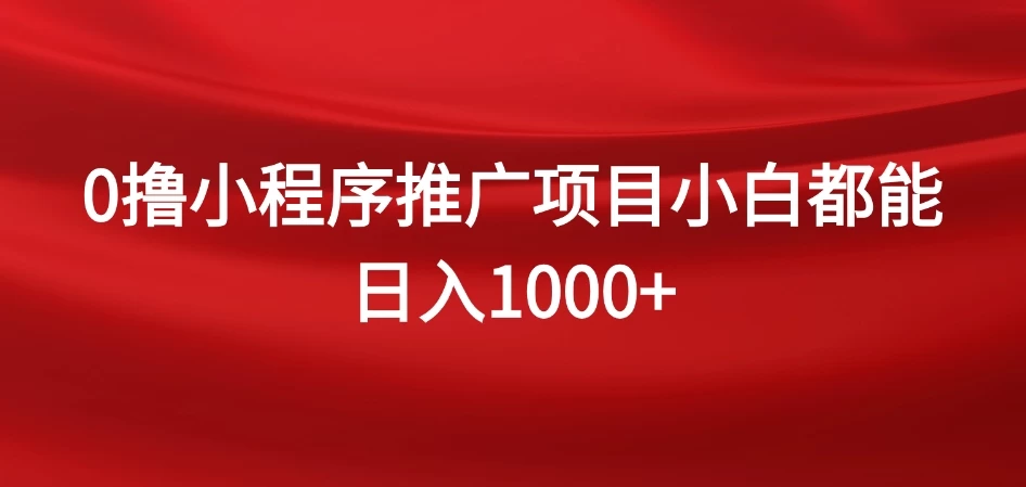 0撸小程序推广项目，日入四位数，零基础小白也能做CityMate项目资源网项目资源网
