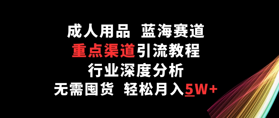 成人用品，蓝海赛道，重点渠道引流教程，行业深度分析，无需囤货，轻松月入5W+ - 项目资源网
