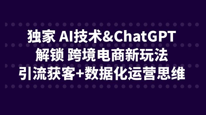 独家 AI 技术 ChatGPT 解锁跨境电商新玩法：引流获客 + 数据化运营思维CityMate项目资源网项目资源网