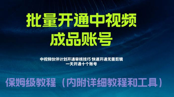 暴力开通中视频计划教程，快速通过中视频伙伴计划的办法CityMate项目资源网项目资源网