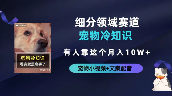 不起眼的抖音细分赛道 · 宠物冷知识：一段宠物视频配文案，有人靠这个月入 10wCityMate项目资源网项目资源网