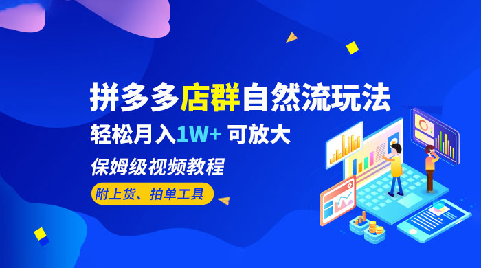 拼多多店群自然流玩法：轻松月入 1W+ 保姆级视频教程（附上货、拍单工具）CityMate项目资源网项目资源网