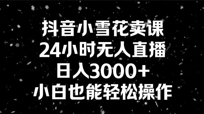 抖音小雪花卖课，24 小时无人直播，日入 3000+ ，小白也能轻松操作CityMate项目资源网项目资源网