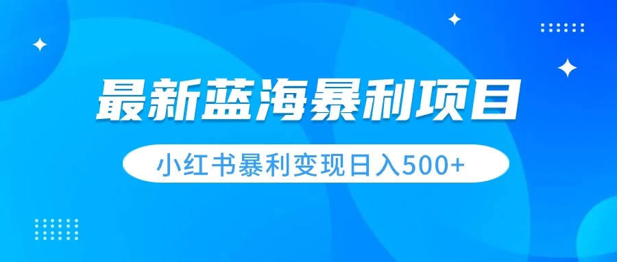 最新暴利蓝海项目，小红书图文变现，轻松实现日收益500+CityMate项目资源网项目资源网