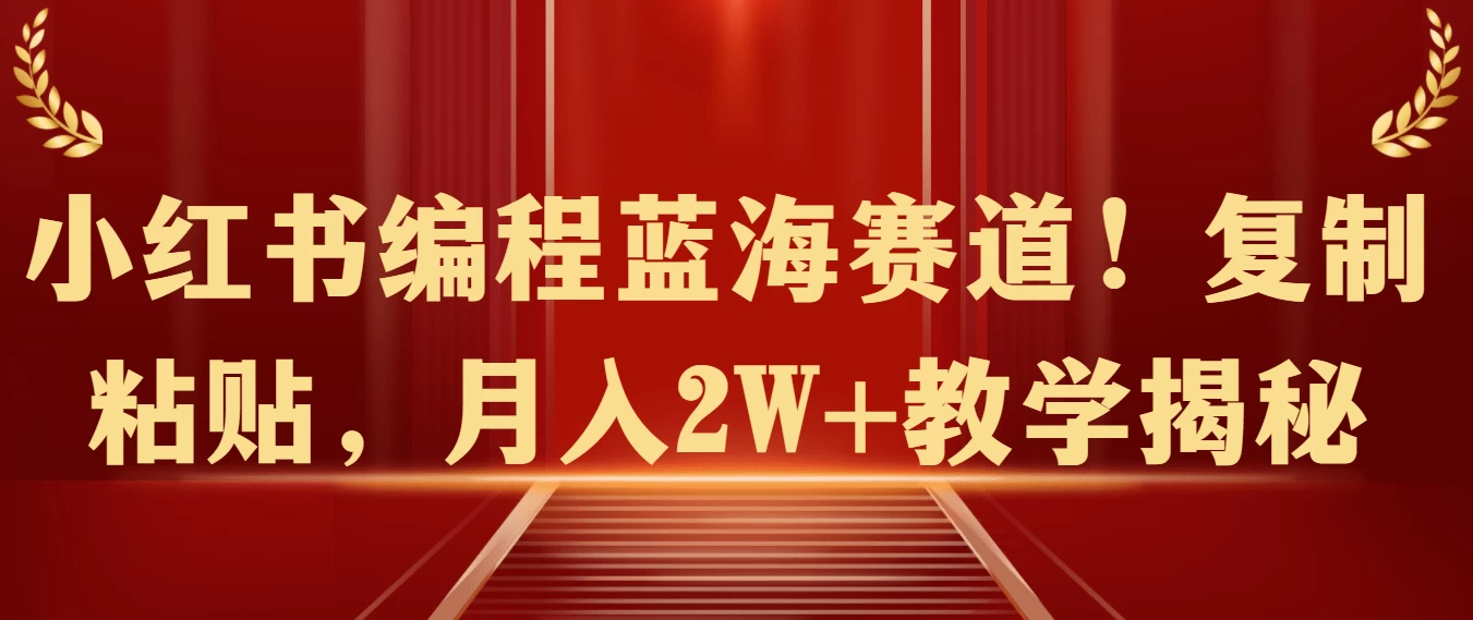小红书编程蓝海赛道！复制粘贴，月入2W+教学揭秘CityMate项目资源网项目资源网