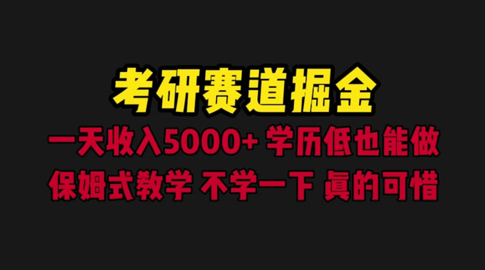 考研赛道掘金：一天四位数，保姆式教学CityMate项目资源网项目资源网