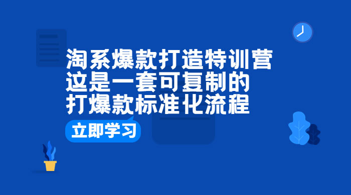 淘系爆款打造特训营：这是一套可复制的打爆款标准化流程CityMate项目资源网项目资源网
