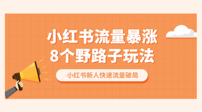 小红书流量暴涨 8 个野路子玩法：小红书新人快速流量破局（ 8 节课）CityMate项目资源网项目资源网