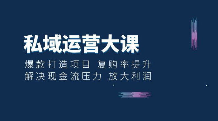 私域运营大课：爆款打造项目，复购率提升，解决现金流压力，放大利润CityMate项目资源网项目资源网