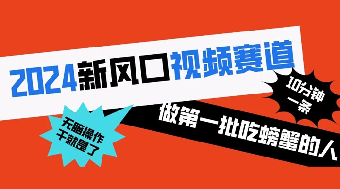 2024 新风口视频赛道,做第一批吃螃蟹的人,10 分钟一条原创视频,小白无脑操作CityMate项目资源网项目资源网