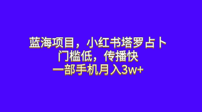 蓝海项目，小红书塔罗占卜：门槛低，传播快，一部手机月入五位数CityMate项目资源网项目资源网