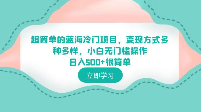 超简单的蓝海冷门项目：变现方式多种多样，小白无门槛操作很简单CityMate项目资源网项目资源网