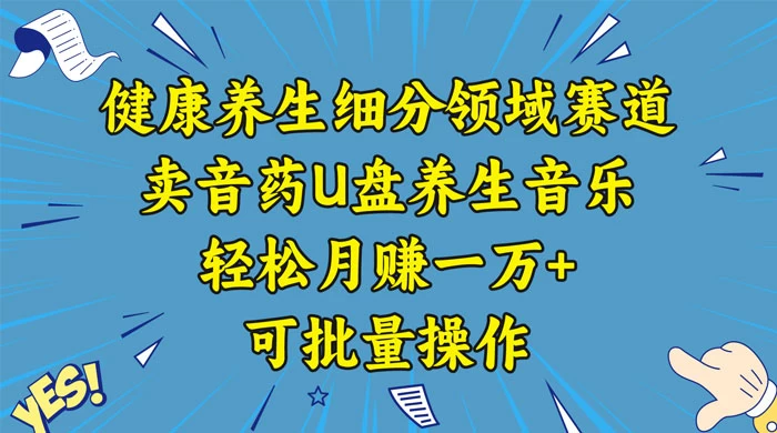 健康养生细分领域赛道,卖音药U盘养生音乐,轻松月赚一万+,可批量操作CityMate项目资源网项目资源网