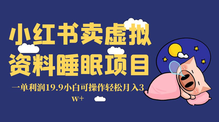 小红书卖虚拟资料睡眠项目，一单利润 19.9 小白可操作轻松月入 3w+ - 项目资源网