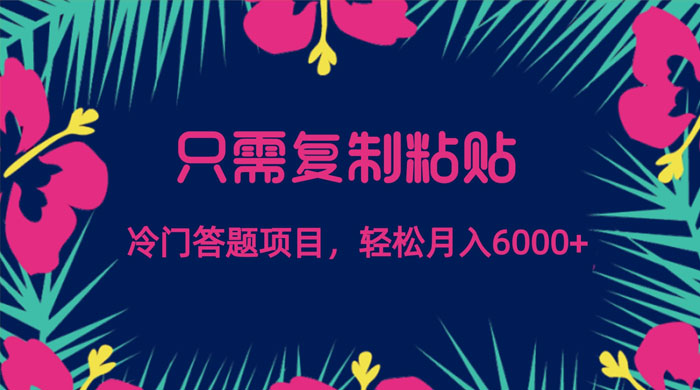 只需复制粘贴，冷门答题项目，轻松月入 6000CityMate项目资源网项目资源网