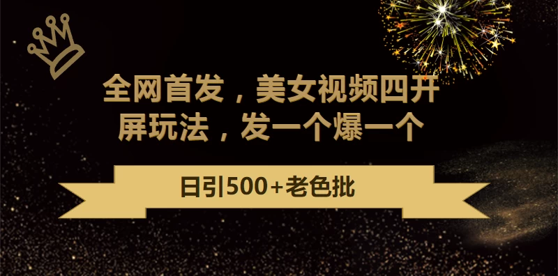 最新成人引流玩法,美女视频四开屏玩法,发一个爆一个,日引流500+精准CityMate项目资源网项目资源网